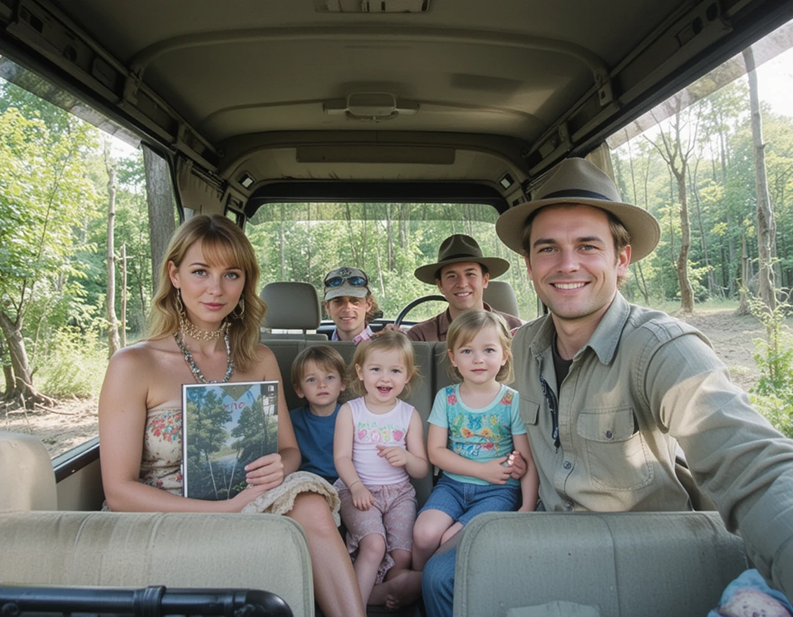 Familie im Brijuni Nationalpark mit Safari-Zug